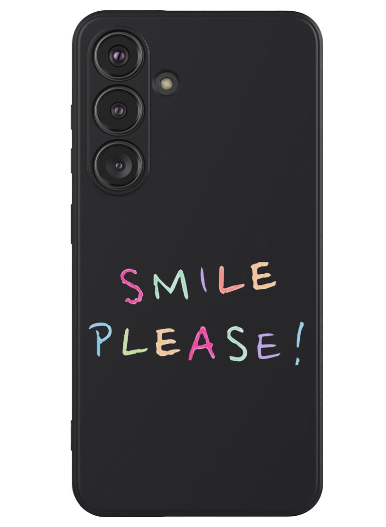 Theodor Protective Slim Fit Case Liquid Silicone Cover with Full Body Protection Anti-Scratch Shockproof Case For Samsung Galaxy S24 Plus (Black) - Smile please - Image 1