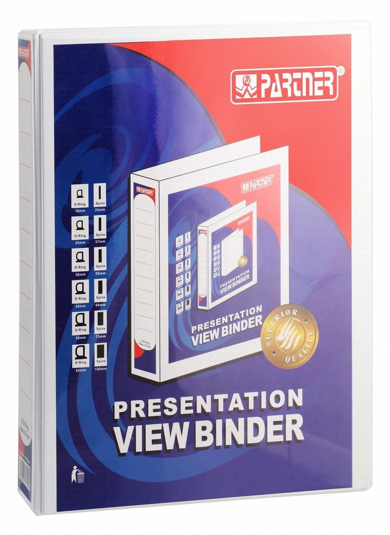 PARTNER 25-Piece Two Ring Presentation Ring Binder White 37mm Spine  - Image 2