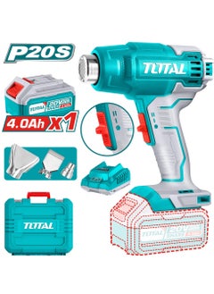TOTAL TOTAL 20V Cordless Heat Gun with 4.0Ah Battery, Charger & 3 Nozzles – Dual Temperature Settings (300°C / 550°C), Portable Hot Air Tool for Paint Removal, Shrink Wrapping & DIY Projects  - Image 1