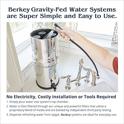 Berkey Big Berkey BK4X2 Countertop Water Filter System with 2 Black Berkey Elements and 2 Fluoride Filters - Image 5