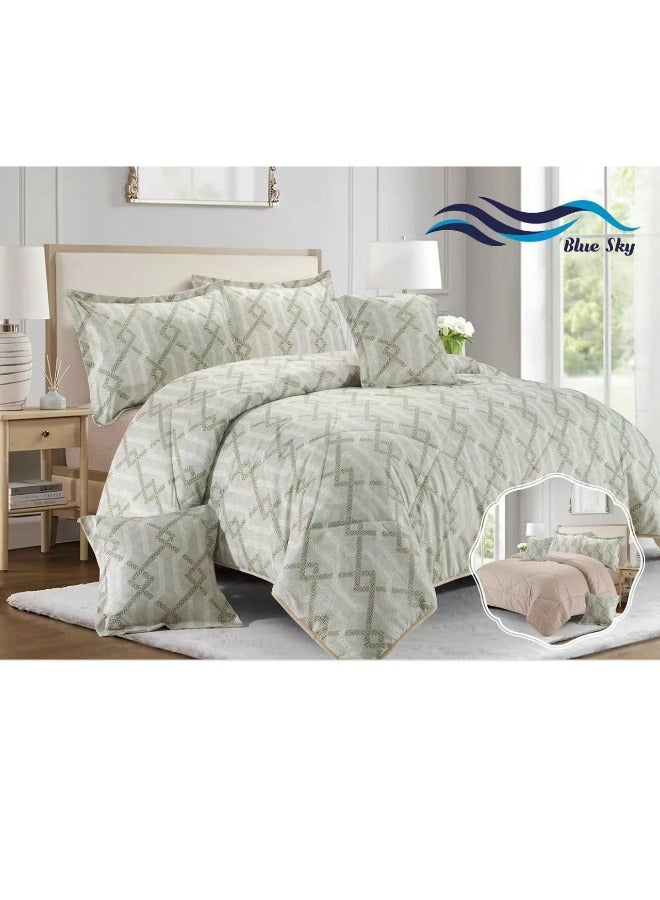 Blue Sky 100% Microfiber Single Coforter, Geometric Design Bed Cover, Reversible, Set of 4, Size 230X170cm - Image 2