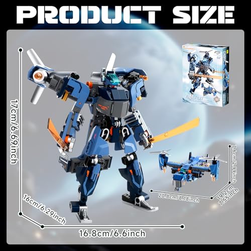 Tenhorses 2in1 Transformable Mech Building Set Switch Between Warrior Robot and Fighter Jet Model Kits Without Disassembly Ideal Christmas Birthday Gift for Boys Girls Adults - Image 5