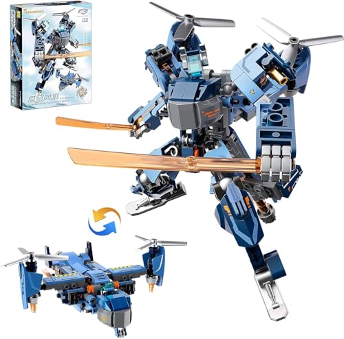 Tenhorses 2in1 Transformable Mech Building Set Switch Between Warrior Robot and Fighter Jet Model Kits Without Disassembly Ideal Christmas Birthday Gift for Boys Girls Adults - Image 1