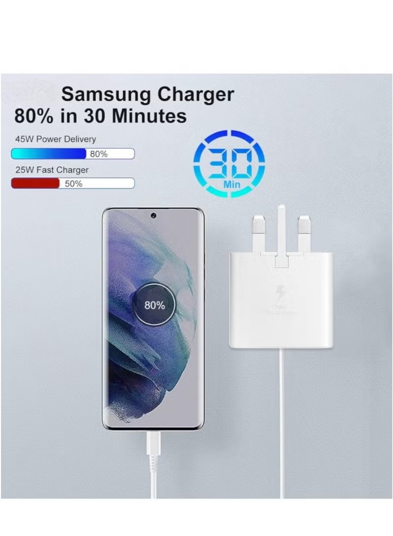 sam Fast Charger for Samsung Galaxy Charger Head with Charging Cable 25 watts, S23 Ultra S23 Plus S23 S23 S22 Ultra S22 S21 Ultra S21 S21 A54 A53 A52 A32-25W with Type-C Cable - Image 3