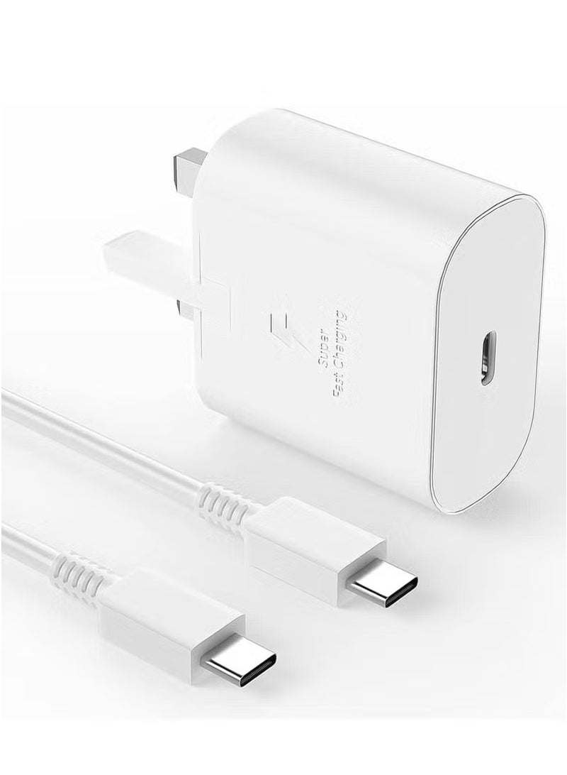 sam Fast Charger for Samsung Galaxy Charger Head with Charging Cable 25 watts, S23 Ultra S23 Plus S23 S23 S22 Ultra S22 S21 Ultra S21 S21 A54 A53 A52 A32-25W with Type-C Cable - Image 1