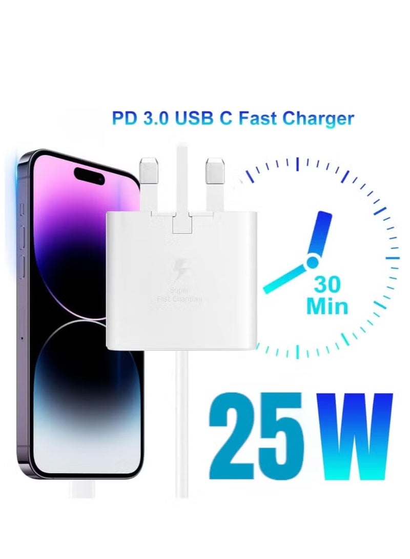 sam Fast Charger for Samsung Galaxy Charger Head with Charging Cable 25 watts, S23 Ultra S23 Plus S23 S23 S22 Ultra S22 S21 Ultra S21 S21 A54 A53 A52 A32-25W with Type-C Cable - Image 2