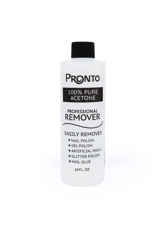 PRONTO 100% Acetone Gel Nail Polish Remover - Gel Polish Remover for Nails | Acetone Nail Polish Remover & Gel Remover For Nails, Glue, Gel, Acrylic & Dip | Pure Acetone, 16 Fl oz - Image 1
