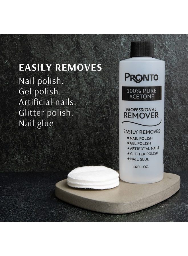 PRONTO 100% Acetone Gel Nail Polish Remover - Gel Polish Remover for Nails | Acetone Nail Polish Remover & Gel Remover For Nails, Glue, Gel, Acrylic & Dip | Pure Acetone, 16 Fl oz - Image 3