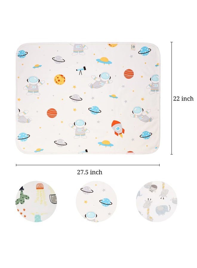 FOOK FISH Baby Diaper Changing Pad Liners(22X27.5 inches) Soft Cotton Waterproof Changing Pad for Baby Underpads Mattress Pad Sheet Protector Portable Reusable Urine Pads for Travel Gear Pack of 3 - Image 5