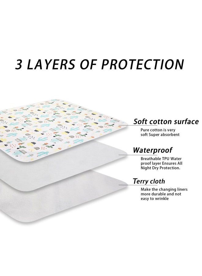 FOOK FISH Baby Diaper Changing Pad Liners(22X27.5 inches) Soft Cotton Waterproof Changing Pad for Baby Underpads Mattress Pad Sheet Protector Portable Reusable Urine Pads for Travel Gear Pack of 3 - Image 2