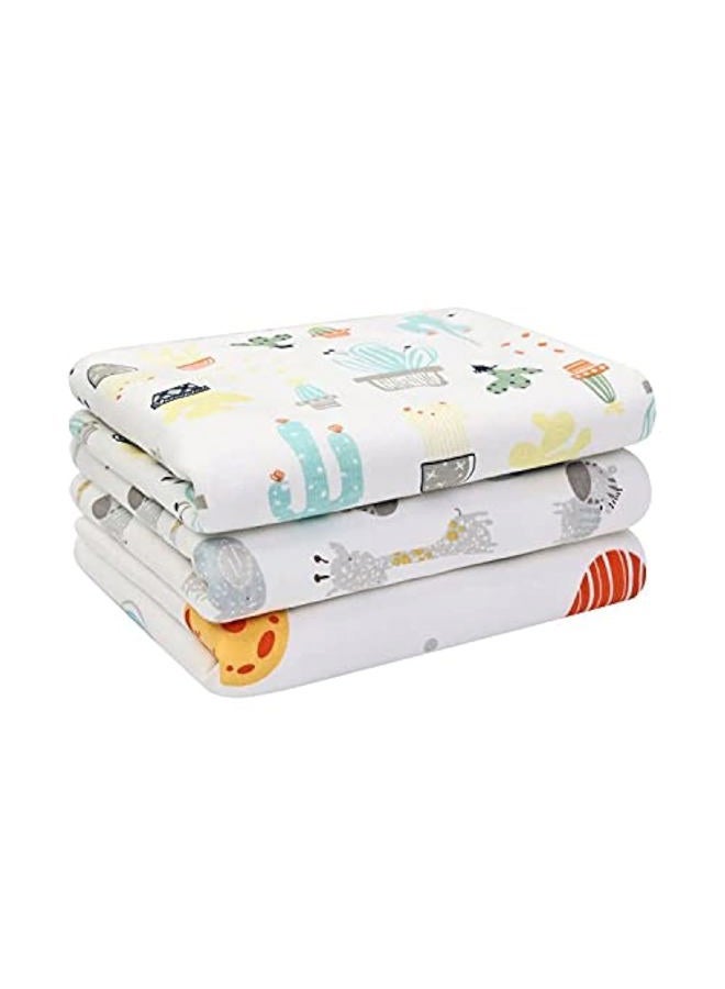 FOOK FISH Baby Diaper Changing Pad Liners(22X27.5 inches) Soft Cotton Waterproof Changing Pad for Baby Underpads Mattress Pad Sheet Protector Portable Reusable Urine Pads for Travel Gear Pack of 3 - Image 1