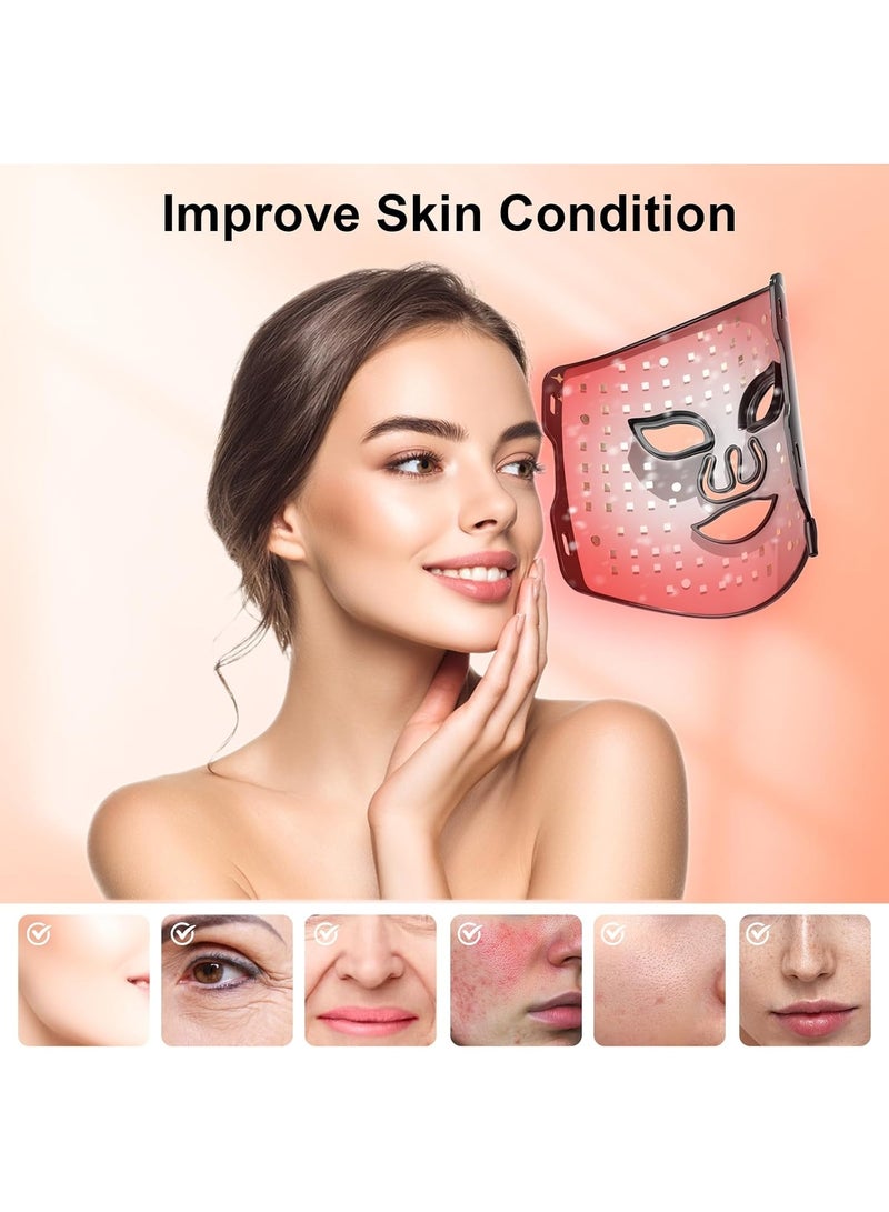 Red Light Therapy for Face, 7 Modes Light Therapy Portable Led Face Mask with 105 LED Beads, 1500mAh Remote Control, Timing Function, 850NM Infrared Red Light Therapy at Home - Image 2