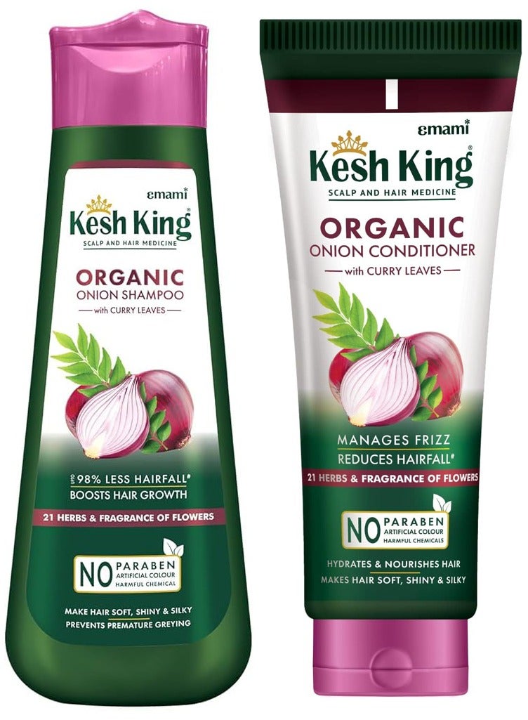 Kesh King Natural Hair Care Set – Organic Onion Shampoo & Conditioner with Herbs - Image 1