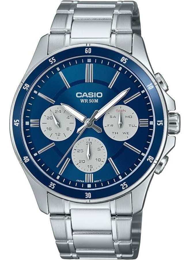 Casio Men's Analog Stainless Steel Watch - MTP-1374D-2A3 - Image 1