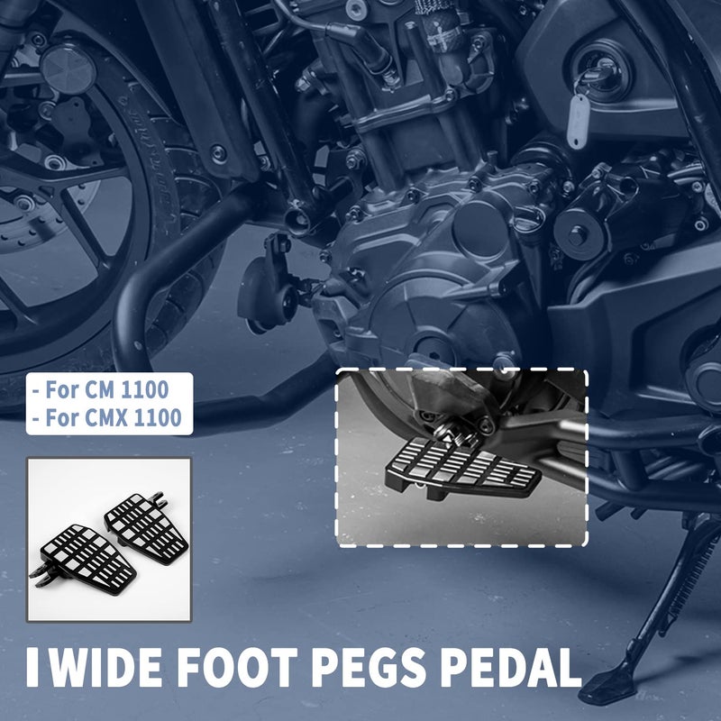 Generic Fayedenicy Motorcycle CMX1100 CM1100 Wide Foot Pegs Pedal 21-24, Aluminium Foot Rest Footrest Footpeg Extension Enlarge Step Board Extender for H.onda Rebel CMX 1100 CM 1100 2021 2022 2023 2024  - Image 2