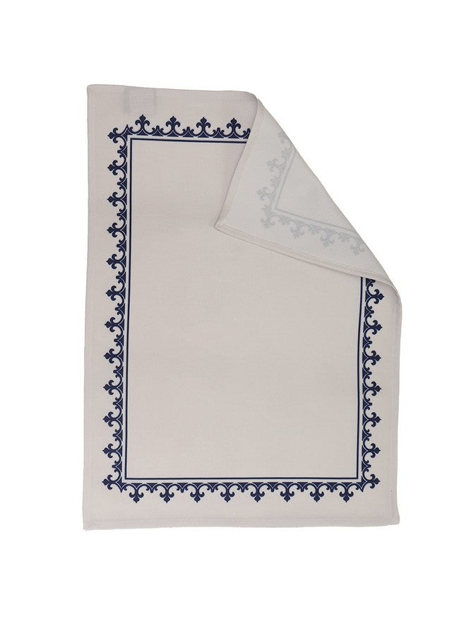 Zeba Printed Cotton Blend Placemats and Napkins Set - White & Blue Table Mats - Elegant Dining Table Decor - Durable, Stylish, Washable Table Linen for Everyday Use & Special Occasions - Image 4