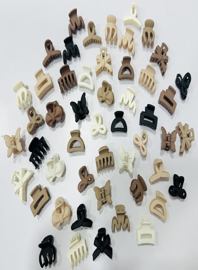 Luxelocks small Hair Claw Clips for Women 2.5 cm, pack of 50 pieces, Assorted Colours - Black, Brown, and Cream - Image 3