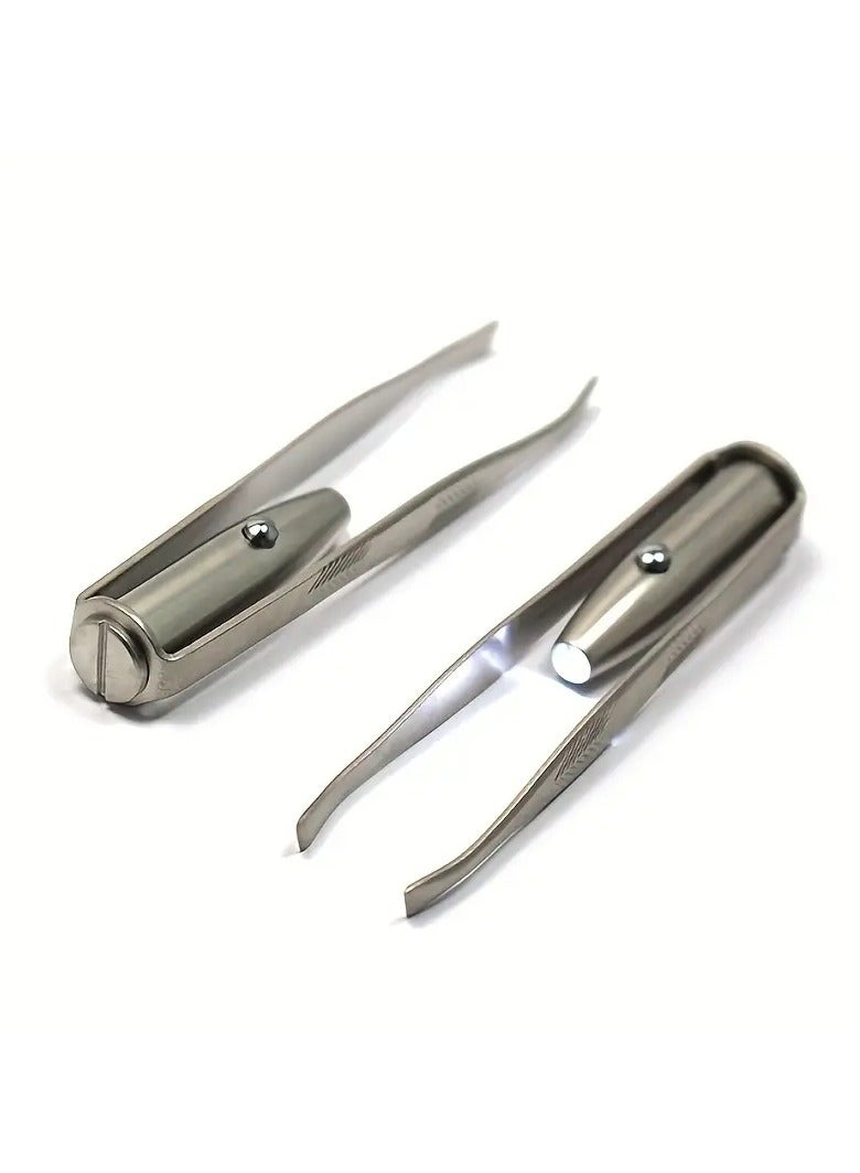 ORiTi LED Illuminated Portable Stainless Steel Eyebrow Tweezer for Precise Hair Removal and Makeup Application - Image 5