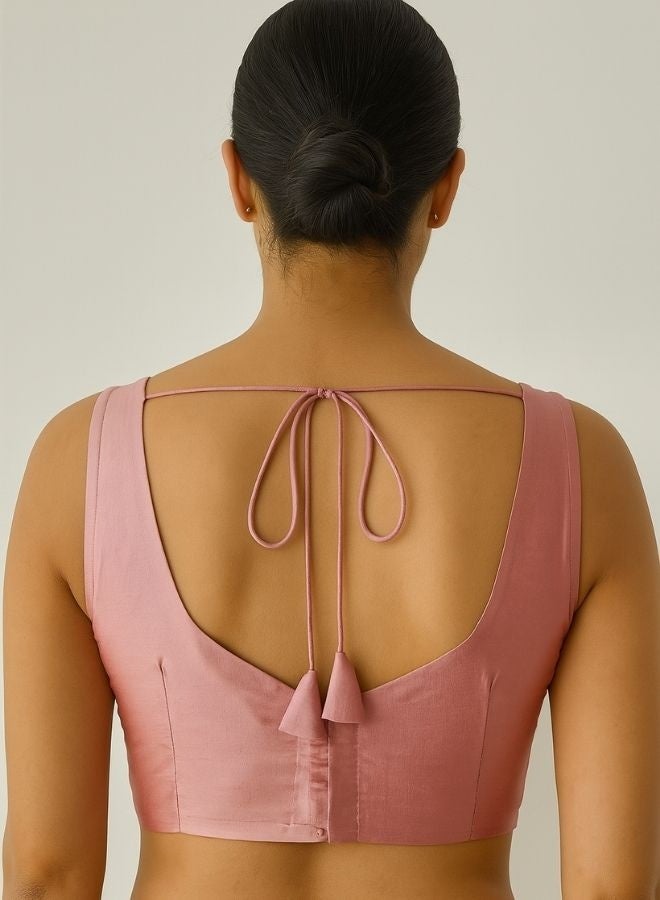 Abhishti Plunge neck Blouse- peach  - Image 4