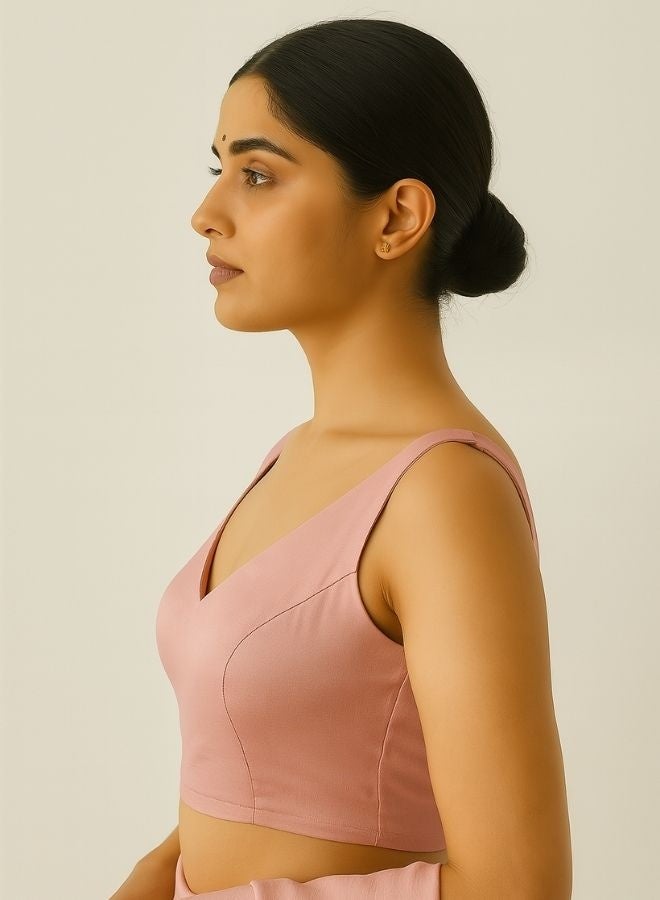 Abhishti Plunge neck Blouse- peach  - Image 3