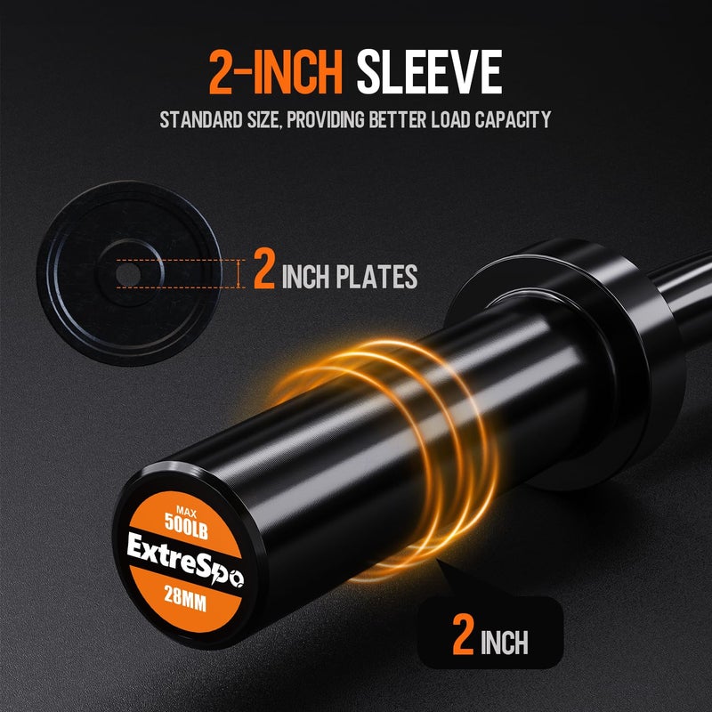 ExtreSpo Olympic EZ Curl Barbell Bar, 500lbs Max Capacity EZ Curl Bar for Weight Lifting, Biceps, Triceps Exercise, with Copper Sleeve and Bearing, for 2 Inch Weight Plates,with 2 Spring Collars - Image 5
