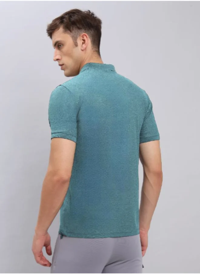 Technosport Melange Pique Polo Neck T-Shirt by Styli
