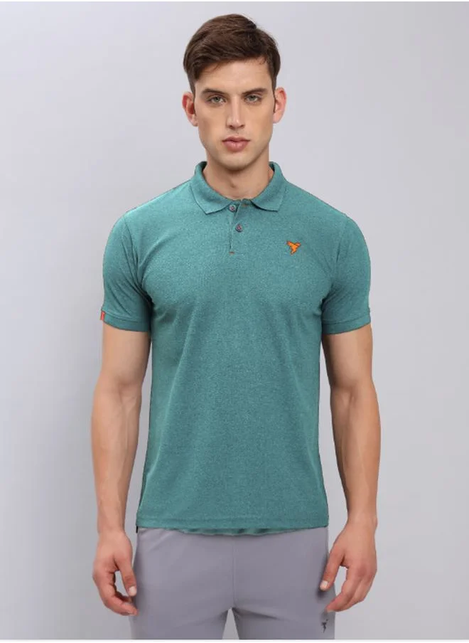 Technosport Melange Pique Polo Neck T-Shirt by Styli