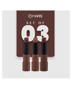 Mars MARS Matte Box Set of 3 Lipsticks for Women  Long Lasting   Smooth Finish   Moisturising  One Swipe Pigmentation  3x3.2 gm 04-Brown  - Image 4