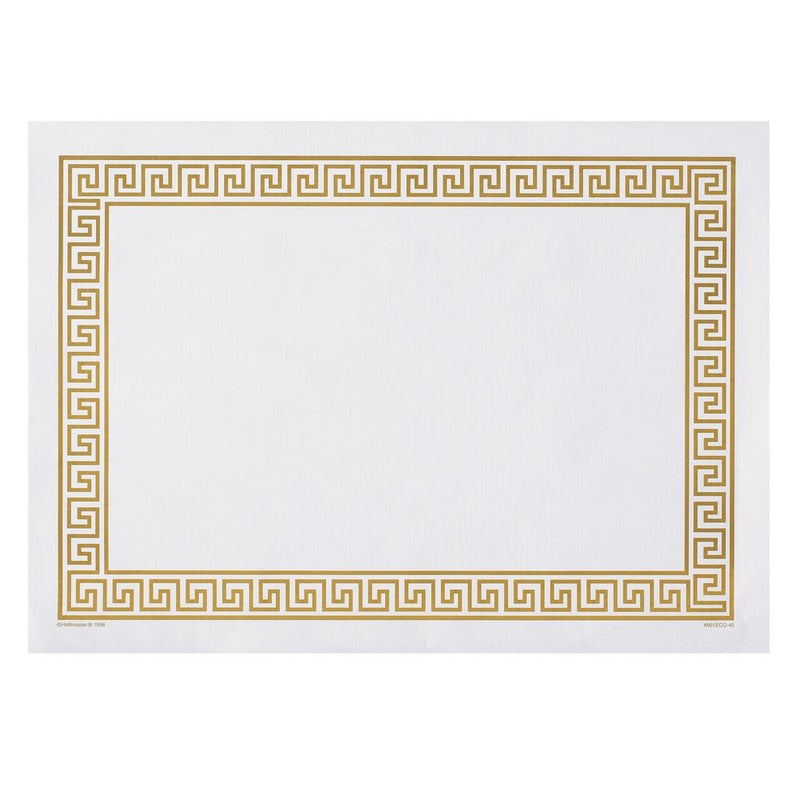 هوفماستر Hoffmaster 310640 Placemat Greek Key Straight Edge Square Corner 10 "X 14" "Gold (Pack of 1000) White - Image 1