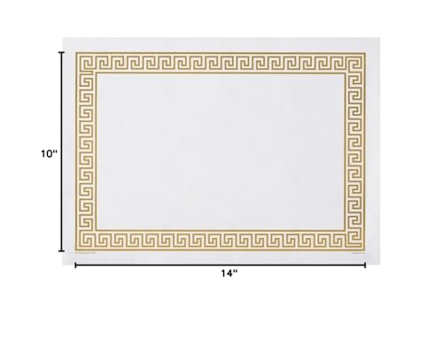 هوفماستر Hoffmaster 310640 Placemat Greek Key Straight Edge Square Corner 10 "X 14" "Gold (Pack of 1000) White - Image 2