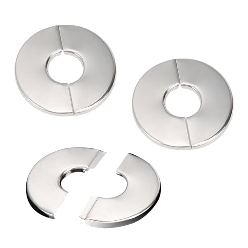 smrtcol 3 Pack Wall Split Flange Self-Adhesive Split Flange for Pipes 28mm Snap-On Cover, Stainless Steel Decorative Pipe Ring for Water/Drain/Gas Lines - Image 1