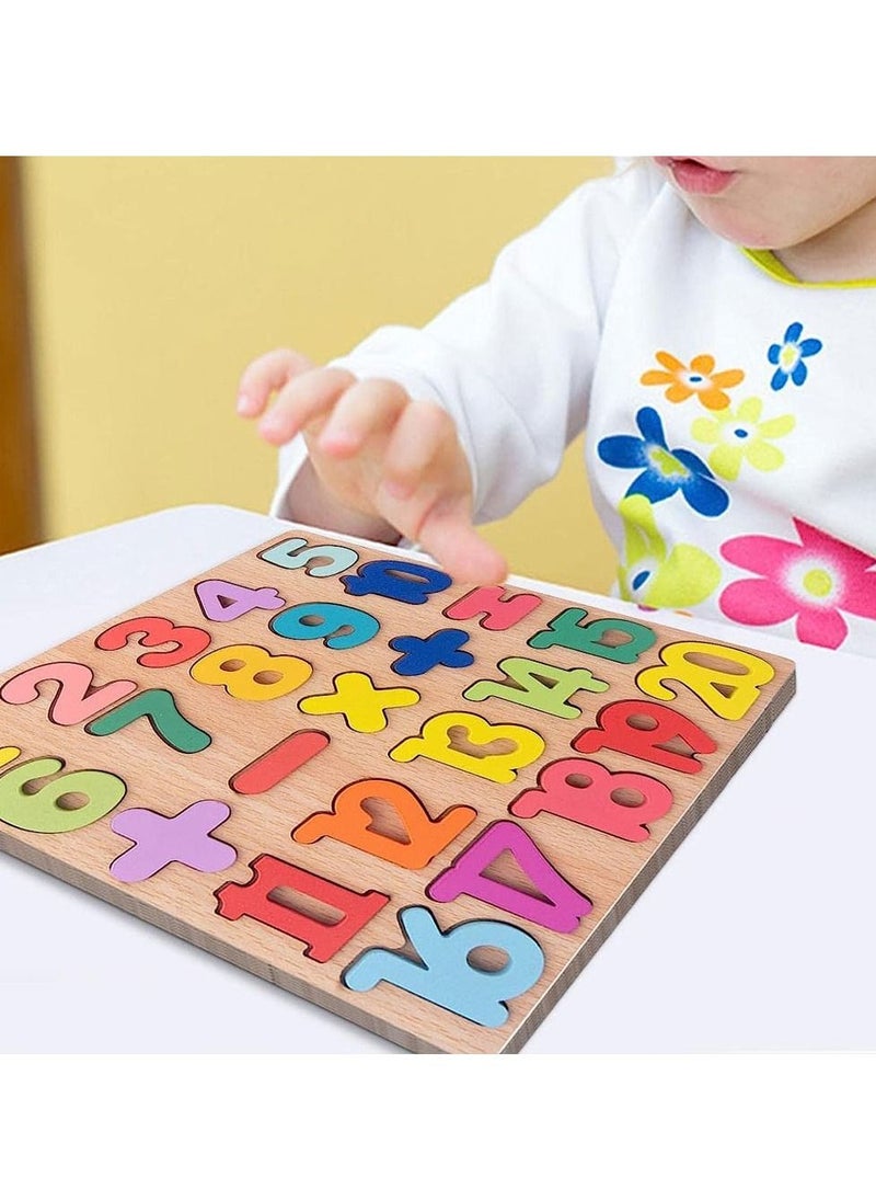 MARGOUN - Wooden Puzzles for Toddlers Wooden Alphabet Number Puzzles Toddler Learning Puzzle Toys for Kids 2 in 1 Puzzle for Toddlers Age 3+ - Image 1