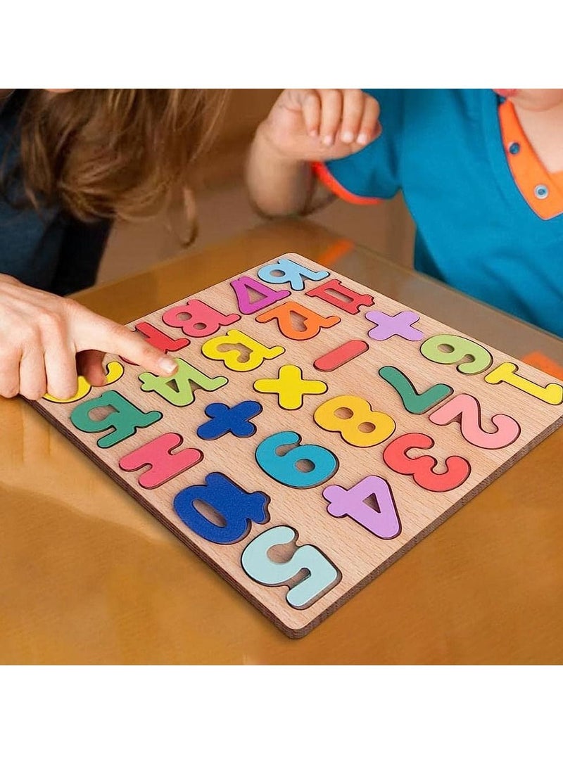MARGOUN - Wooden Puzzles for Toddlers Wooden Alphabet Number Puzzles Toddler Learning Puzzle Toys for Kids 2 in 1 Puzzle for Toddlers Age 3+ - Image 1