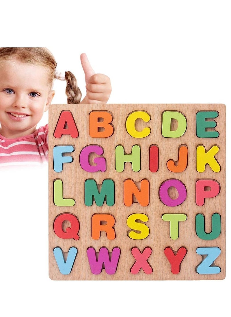 MARGOUN - Wooden Puzzles for Toddlers Wooden Alphabet Number Puzzles Toddler Learning Puzzle Toys for Kids 2 in 1 Puzzle for Toddlers Age 3+ - Image 1