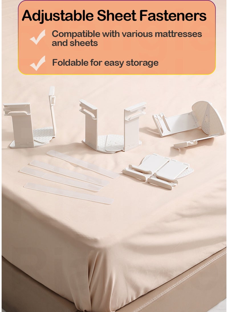 مجموعة مثبتات ملاءة السرير القابلة لتعديل الزاوية - مشابك قفل 90° و 180° لزوايا وحواف المرتبة، مثبتات ملاءة ثقيلة غير قابلة للانزلاق لجميع أحجام أغطية الفراش، 4 قطع - Image 2