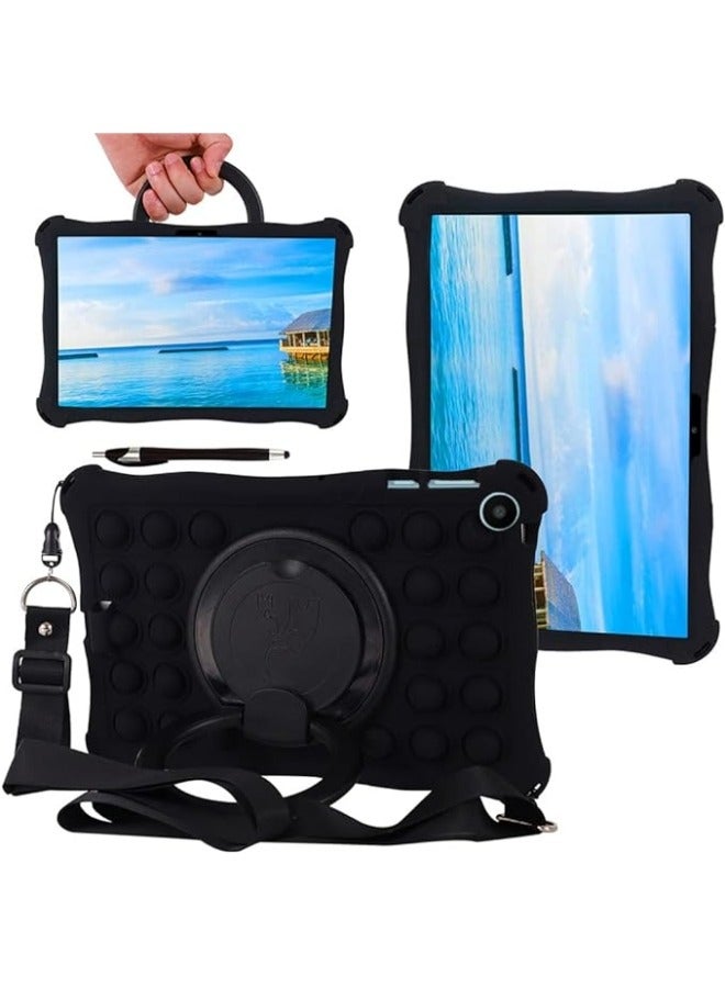 Case Compatible with Huawei Matepad SE 10.4 inch 2023 Kids Soft Silicon 360 Rotating Ring Stand Cover with Should Strap and Pen
