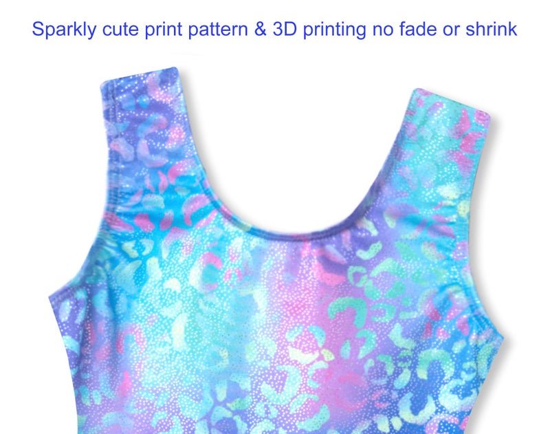 Domusgo Gymnastics Leotards for Girls 5-6 Years Old Green Purple Leopard Sparkly One Piece Tumbling Outfits - Image 4