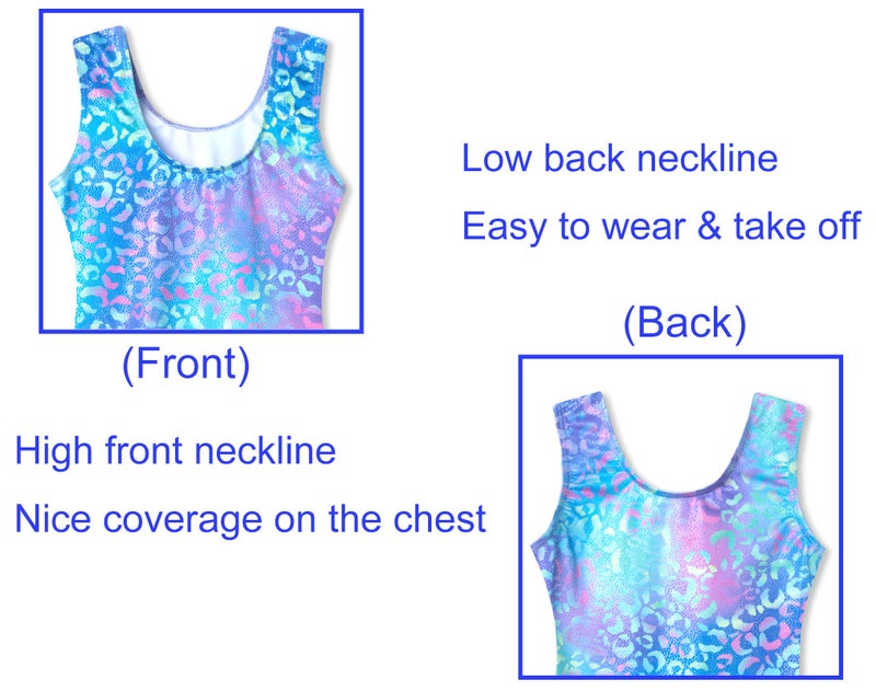 Domusgo Gymnastics Leotards for Girls 5-6 Years Old Green Purple Leopard Sparkly One Piece Tumbling Outfits - Image 3