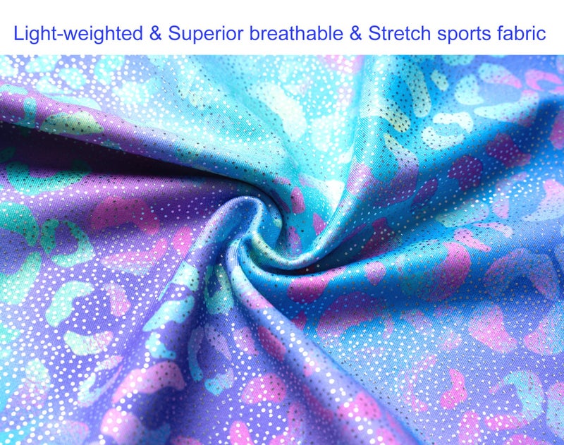 Domusgo Gymnastics Leotards for Girls 5-6 Years Old Green Purple Leopard Sparkly One Piece Tumbling Outfits - Image 5
