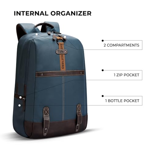 Gear Classic 4 19"/31L Medium Faux Leather Water Resistant Anti Theft Laptop Backpack | Casual Backpack | Daypack | Travel Backpack | College Bag For Men/Women (Teal - Brown) - Image 3