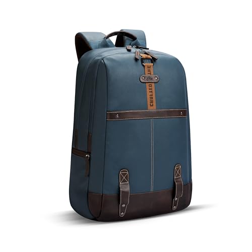 Gear Classic 4 19"/31L Medium Faux Leather Water Resistant Anti Theft Laptop Backpack | Casual Backpack | Daypack | Travel Backpack | College Bag For Men/Women (Teal - Brown) - Image 1