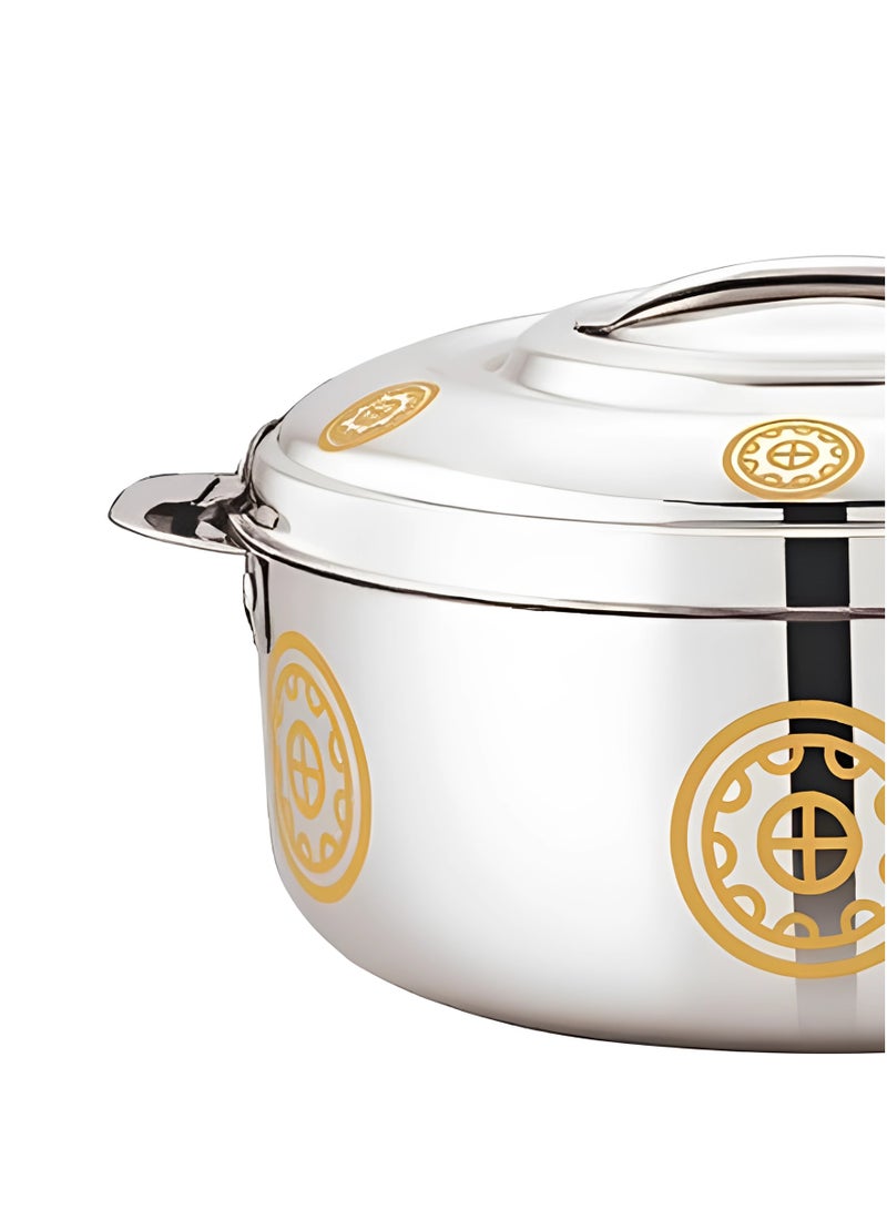 Stride 7500ML Stainless Steel Insulated Hotpot Food Warmer with Elegant Gold Pattern Large Thermal Casserole Dish for Family Gatherings Catering and Parties - Image 3