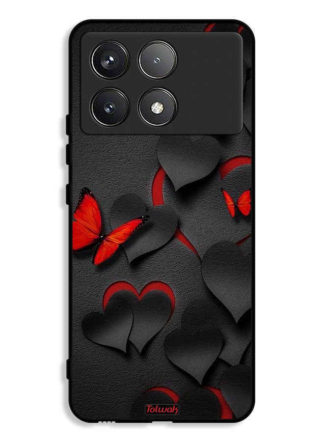 Tolwak Xiaomi Redmi K70E 5G Protective Case Cover Hearts And Butterflies Pattern - Image 1