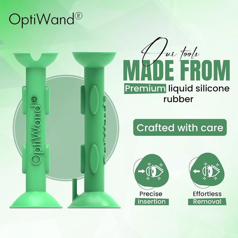 OptiWand 2 Pack Small Soft Contact Lens Removal & Insertion Tool - Silicone Rubber Soft Lens Inserter & Remover Device with Pincher End & Finger Grips - Safe & Easy on Eyes, Travel Size 1.75" - Image 2