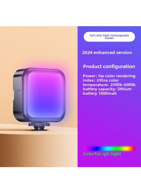 Full Color RGB Mini Fill Light Pocket Portable Small Led Wireless Multi-color Lighting Light Mobile Phone Camera Shake Sound Straight-Specifications:[rgb Full Color Model] Fill Light