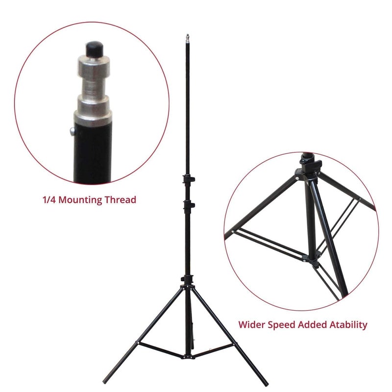 MNZ Heavy Duty 9 Feet Extendable Metal Tripod Stand with Universal 1/4" Thread,360 Ball Mobile Holder for Mobile Phone/Video Recording/Led Ringlight/Monolite/Pan Head/Trilight,Reflector - Image 3