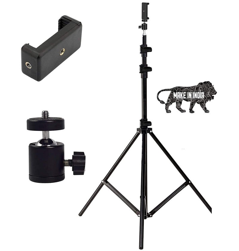 MNZ Heavy Duty 9 Feet Extendable Metal Tripod Stand with Universal 1/4" Thread,360 Ball Mobile Holder for Mobile Phone/Video Recording/Led Ringlight/Monolite/Pan Head/Trilight,Reflector - Image 1