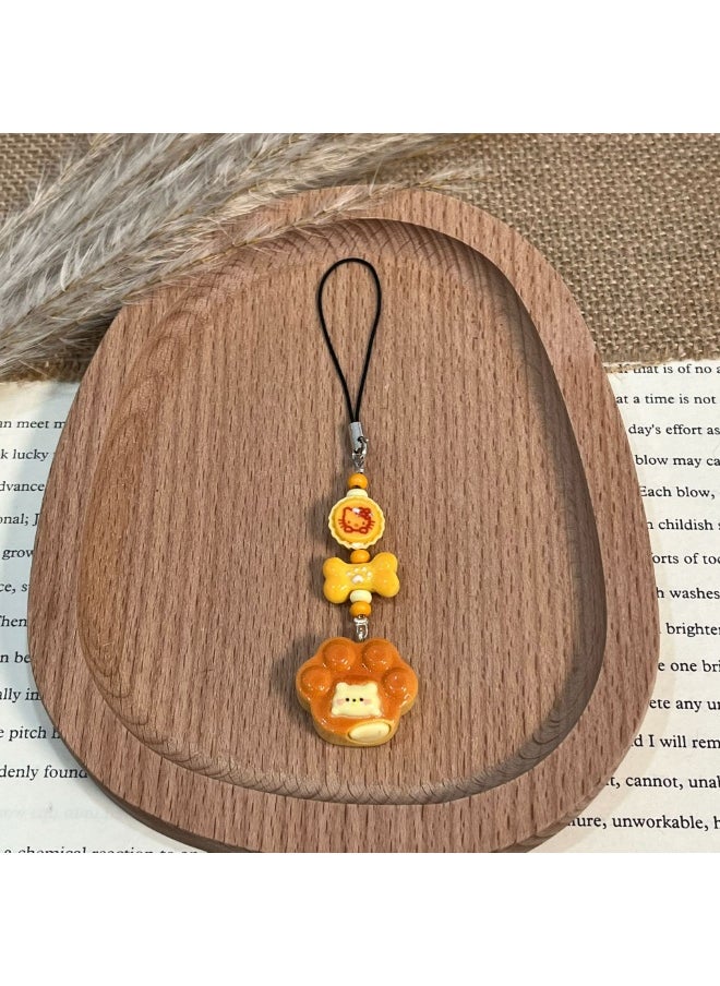NIBEMINENT Phone Charm/ Chain Strap for Women Girls, Puppy Flower Roll Food Play Cell Phone Case Lanyard Wrist Strap 