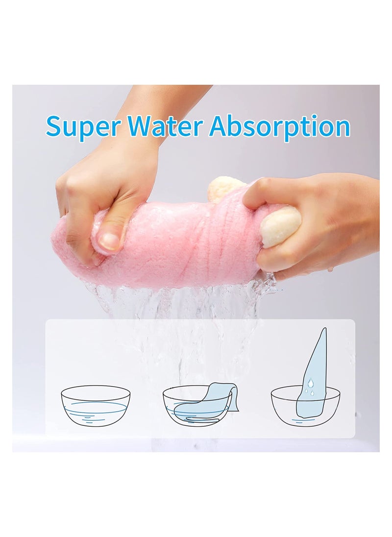 SYOSI - 3 Pack Microfibre Hair Towel Hair Towel Wrap for Long Hair Cute Rabbit Hair Towel Turban Super Absorbent Fast Dry Hair Towel with Buttons Bath Loop Fasten for Wet Curly Long Thick Hair - Image 1