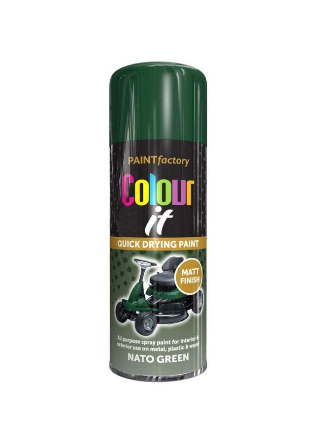 Paintfactory Paint Factory Colour It Nato Green Matt Spray Paint 400ml - Use on Metal, Wood, Plastic, for Interior Exterior and Excellent Coverage - Image 1